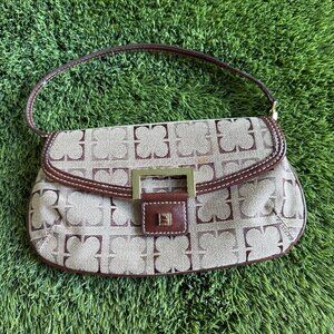 Liz Claiborne Vintage Y2K Clover Monogram Baguette Handbag